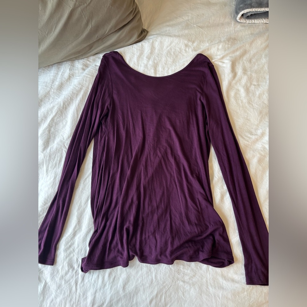 Long Sleeve Purple Top with Open Back